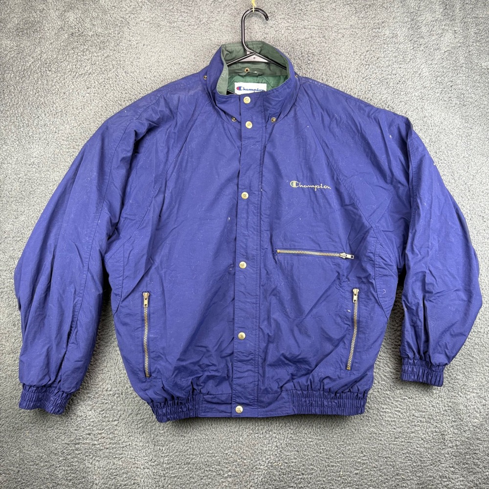 Champion Mens XL Blue Nylon‎ Athletic Track Jacket Windbreaker
